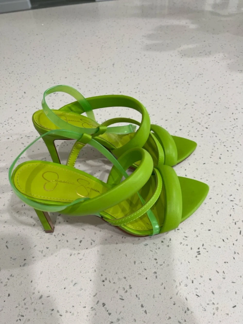 Jessica Simpson Neon Green Strappy Stiletto Sandals